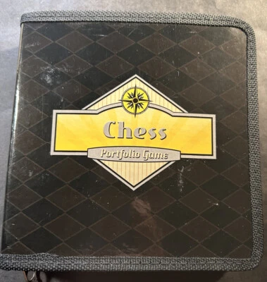 Travel Chess Game Mini Portfolio Case with Zippered Pouch Fundex 6" x 6" - Image 1 of 4
