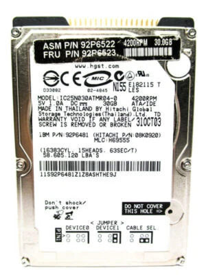 Hitachi 30GB IC25N030ATMR04 IDE 08K0920 92P6481 H69555 HardDrive WIPED&TESTED! - Image 1 of 2