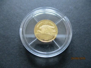 Minigoldmedaille, Replik Double Eagle, 0,5 gr, 585 Gold, PP, in kleiner Kapsel - Bild 1 von 2