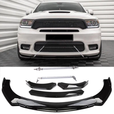 Gloss Black Front Bumper Lip Splitter Kits & Strut Rods For Dodge Durango SRT - Image 1 of 4