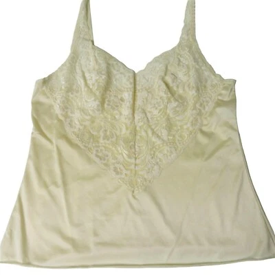 Camiseta sin mangas vintage Vanity Fair de nailon camisola pequeña de encaje correas ajustables EE. UU. Foto 1 de 4
