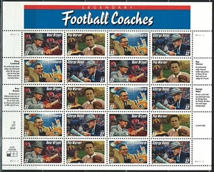 Mint US Football Coaches Pane of 20 Stamps Set,Scott# 3143-3146 (MNH) - Picture 1 of 1