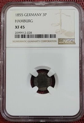 1855 GERMANY 3P (1 Dreiling) HAMBURG NGC XF45 SILVER [KM#582] - Image 1 of 4