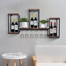 Scaffale da vino con supporto in vetro per da vino da parete in legno e metallo