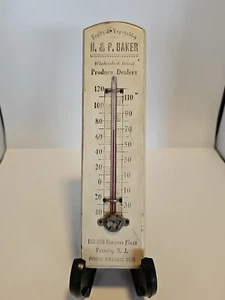 VTG thermometer H & P Baker Passaic NJ Produce dealers fruits vegetables wooden - Picture 1 of 14