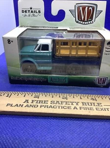 M2 Machines Boxed 1970 Chevy C60 Stake Bed Truck teal/white R46 17-87 - Picture 1 of 3