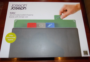 JOSEPH JOSEPH  INDEX LARGE  SET OF 4  COLOUR CODED CHOPPING BOARDS 60152 GRAPHIT