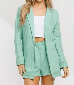 Sage green linen short set - Picture 1 of 9