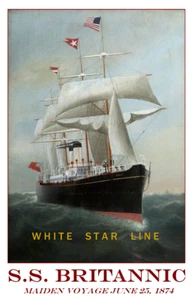 OCEAN LINERS 2158 - White Star Line Britannic of 1874 Poster 11 x 17 - Picture 1 of 4
