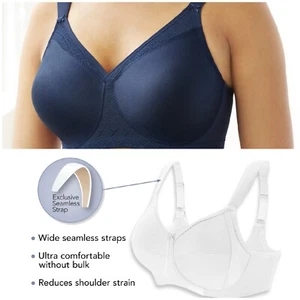 Glamorise Soft Shoulders Bra EXTRA-WIDE-STRAPS T-Shirt SEAMLESS Support Blue NEW - Picture 1 of 24