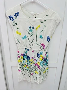 Gap Kids Girls White Floral One Piece ROMPER Size MEDIUM 8 REGULAR Cap Sleeve - Picture 1 of 5