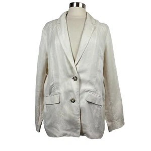 Rails Flynn Blazer M Womens Ivory Stone Button Front Pockets Linen Blend - Picture 1 of 9