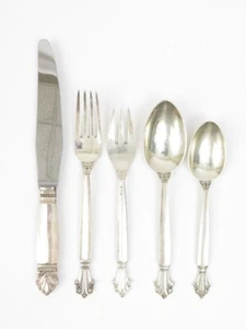 Antico set di posate in argento sterling Georg Jensen "Acanthus" c.1917 - Foto 1 di 9