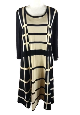Liz Claiborne Women's Sweater Dress Size 1 X Black Cream  Color Block - Image 1 of 4