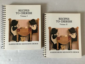 Recipes to Cherish Cookbook Volume 1 & 2 Harrisonburg VA Mennonite Church 1988 - Foto 1 di 6