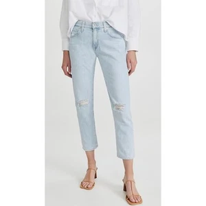 AG ADRIANO GOLDSCHMIED Ex-Boyfriend Slouchy Slim Jeans 12 31R Light Blue Rip NWT - Picture 1 of 10