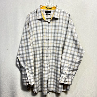 Paul Fredrick Dress Shirt Mens 19X36 White Check Long Sleeve Classic Non Iron - Image 1 of 4