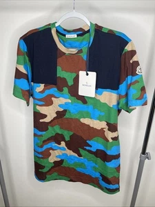 Men’s MONCLER T Shirt Camo Blue XL RRP £215 - Picture 1 of 9