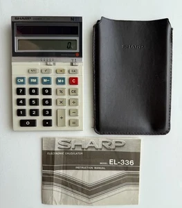 VTG Sharp ELSI MATE EL-336 N10 Solar Cell Calculator w/Manual +Bag Made in Japan - Picture 1 of 11