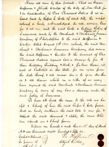 Póliza de seguro 1856 Hoffman & Curtiss a Rufus S. Cole Peekskill NY pérdida por incendio - Imagen 1 de 2