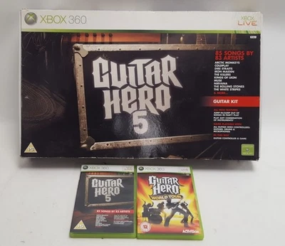 Guitar Hero 5 Guitar Kit Bundle Xbox 360 with Games and Accessories - Image 1 of 4
