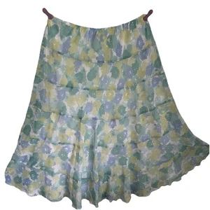 Ruby Rd Floral Pastel Tiered Midi Skirt Womens 18W Cottagecore Fairy Boho Flowy - Picture 1 of 9