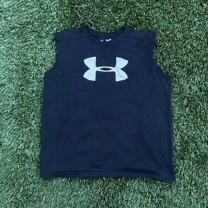 Under Armour Boys Youth XL Black HeatGear Loose Sleeveless Athletic Gym Tank Top - Picture 1 of 4
