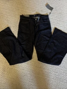 Neu mit Etikett 7 For All Mankind Ginger weites Bein Damengröße 28 * dunkle Waschung Denim Stretch - Bild 1 von 5