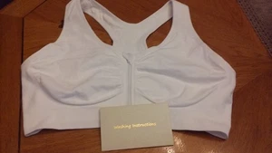 Neu Frontreißverschluss BH weiß Post-OP oder Sport Racerback breites Band 2XL XXL - Bild 1 von 4