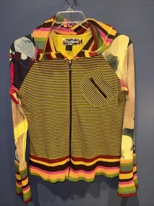 Große DESIGUAL Strick Full Zip gestreift Künstler Designer Jacke Used Werbung - Bild 1 von 12