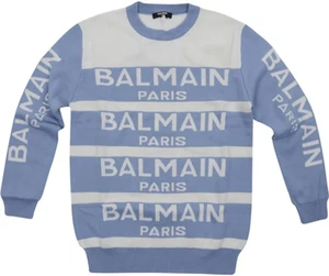 Balmain Kid's Sweater White/Blue [BS9P20-X0006-100CE] - Picture 1 of 3