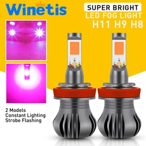 2X H11 H8 H9 LED Fog Driving Light Switchback Strobe Flash Pink Purple DRL Bulb - Picture 1 of 8