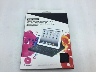 SOLIDMATE KEYBOARD FOLIO w/MECHANICAL KEYS FOR IPAD 2,3,4 Black with Black Keys - Image 1 of 3