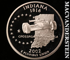 2002-S argent Indiana State Quarter - épreuve de gemmes de choix lustre #V1882