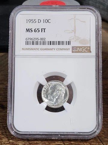 1955 D  Roosevelt 10c, NGC Certified MS 65 FT, 002 Cover