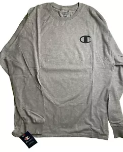 Champion Classic T Shirt Herren XL Oxford Grau Langarm Schrift Cassette Print - Bild 1 von 4
