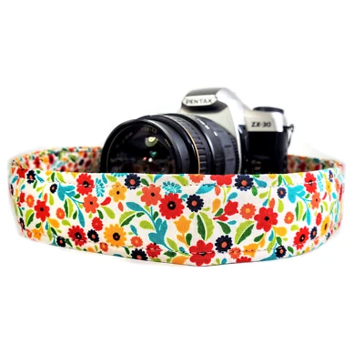 Scandinavian Floral Camera Strap -Flower Camera Strap -Double Padded Comfortable - Image 1 of 4