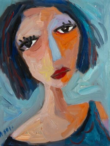 Original Art Portrait Oil Painting on Stretched Canvas 14" x 11" - Picture 1 of 5