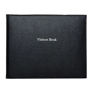 WHSmith Black Luxury Visitors Book Case Bound With White Ruled Pages