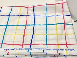 Plaid Cotton Sewing Fabric Raymond Waites Gear Kids 70” L x 44” W Vtg - Picture 1 of 6