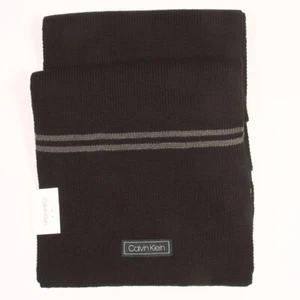 Bufanda silenciadora de invierno a rayas para hombre Calvin Klein negra talla única - Imagen 1 de 2