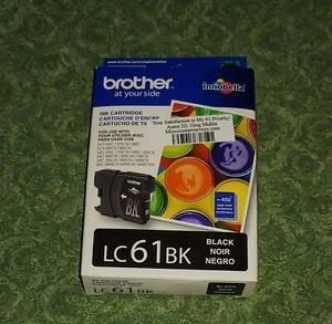 Cartucho de tinta negra Brother LC61BK caducado 2012 nunca abierto (VG046) - Imagen 1 de 4