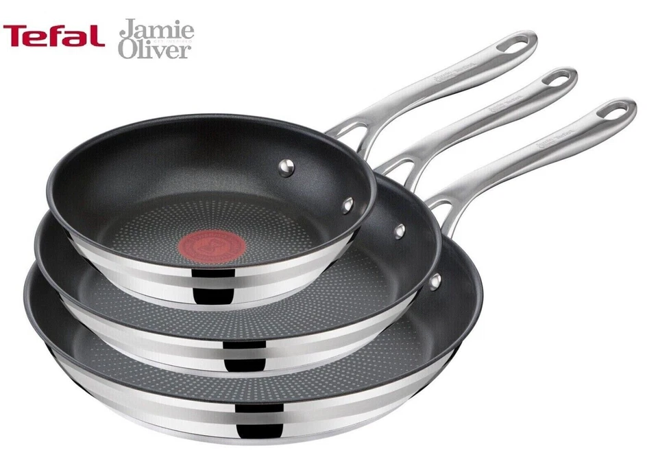 Tefal Jamie Oliver Cook Smart E310S3 Bratpfannen-Set - Schwarz/Edelstahl, 3-tlg. (E310S334)