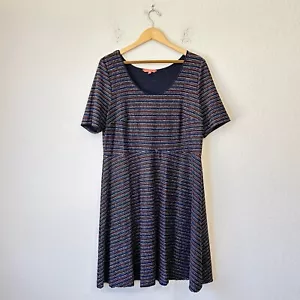 MODCLOTH Pinstriped Metallic Dress Womens 2X Plus Multicolor SS Rainbow Stretch - Picture 1 of 12