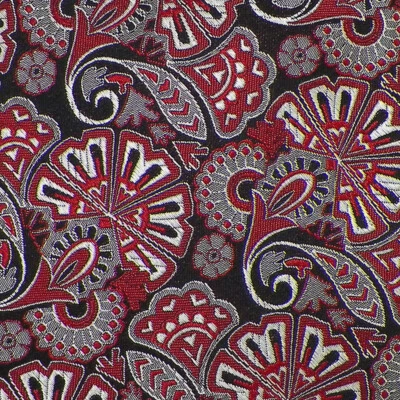 DANIEL CREMIEUX SIGNATURE Mens Black Red FAN Self-tipped Woven Silk Tie NWT - Image 1 of 3