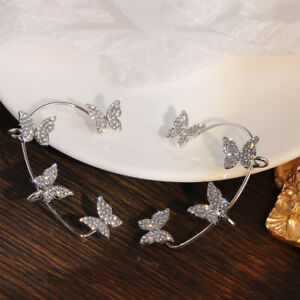 Fashion Butterfly Ear Clips Gold/Silver Zircon Earrings Cuff Women Jewelry Gifts