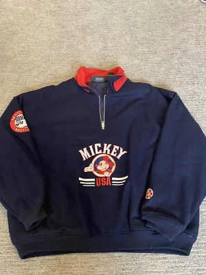 Disney Mickey USA Originals Men's Wool Pullover Jacket Navy blue Large Vtg - Image 1 of 4
