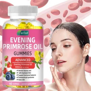 Evening Primrose Gummies 60 Count Supports Hormonal Balance & Body Secretion D0 - Picture 1 of 12