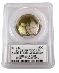 2019-S 50C PCGS PR70DCAM Thomas Cleveland Apollo 11 50th Anniversary Half Dollar - Picture 1 of 2