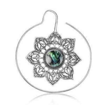 PAR DE PENDIENTES CONCHA CHAPADOS EN PLATA 18g (1MM) GRANDES 2" 5/8 PULGADAS AROS TAPONES COLGADORES Foto 1 de 4